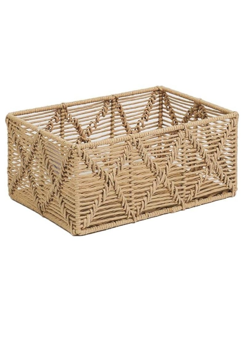 Homesmiths Large Rectangle Paper Rope Basket Natural   34 x 23 x H15 cm  - Image 1