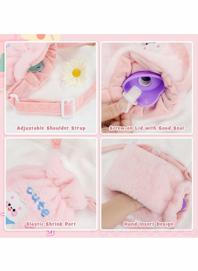 KASTWAVE Kids Hot Water Bottle with Strap 500ml Childrens Soft Plush Cover Cute Boys Girls Small Bag for Pain Relief Hand Feet Warmer Liner random - Image 2