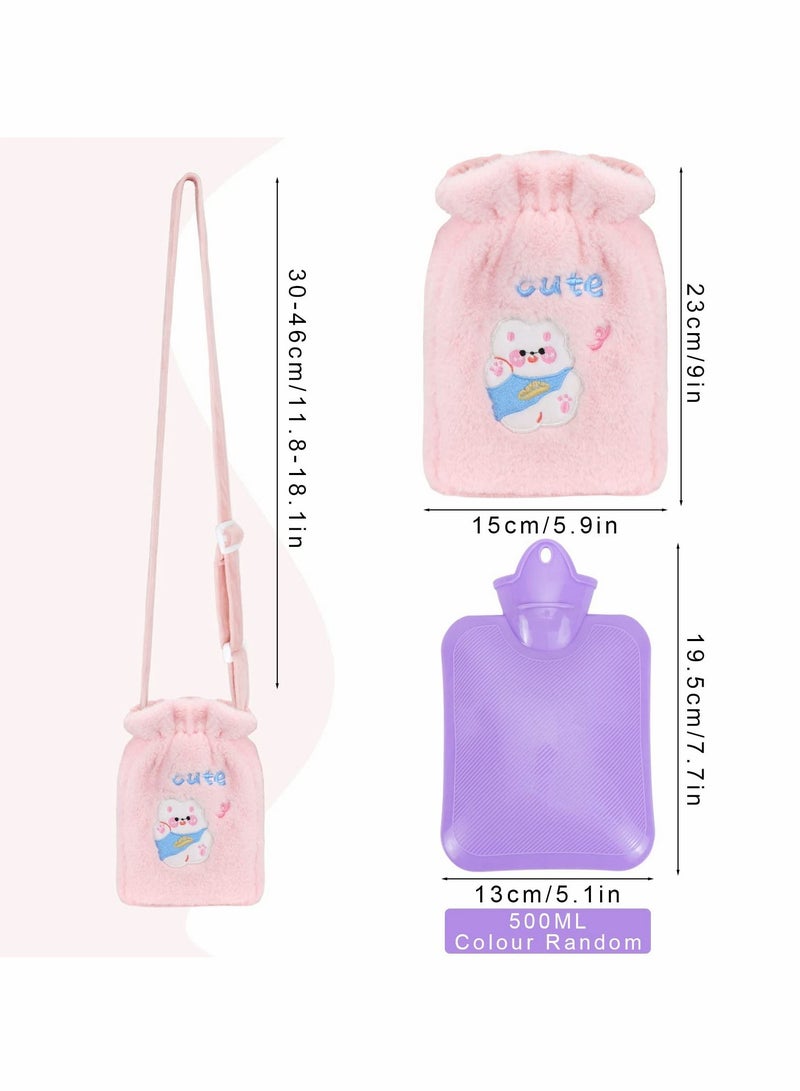 KASTWAVE Kids Hot Water Bottle with Strap 500ml Childrens Soft Plush Cover Cute Boys Girls Small Bag for Pain Relief Hand Feet Warmer Liner random - Image 3