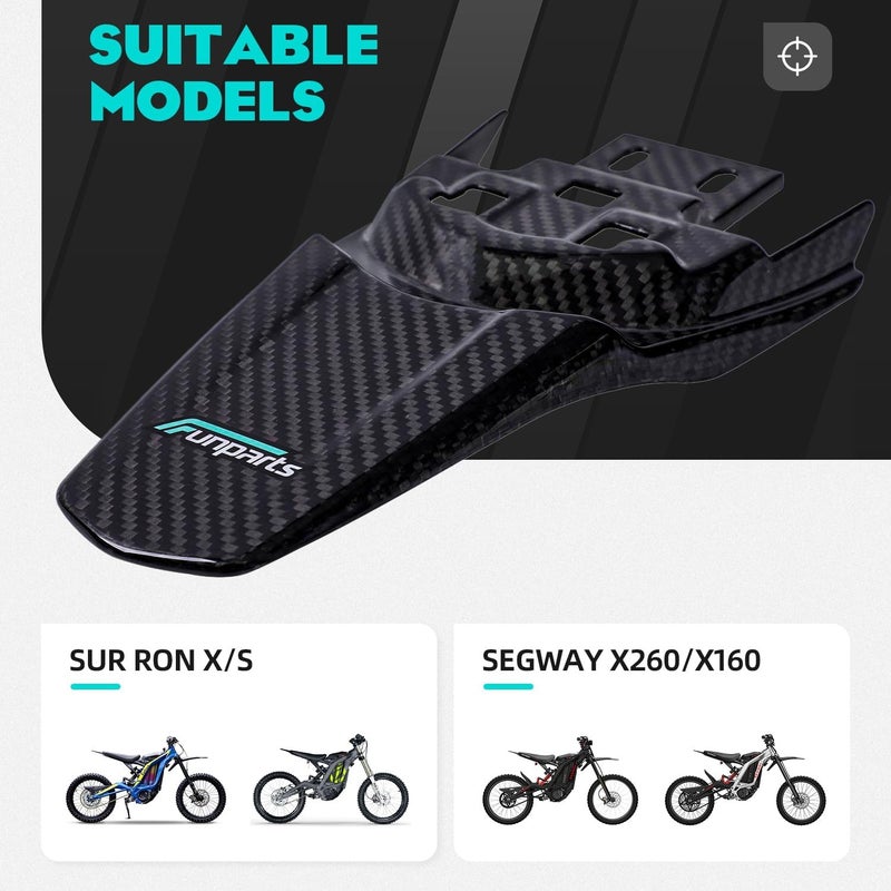 Funparts Carbon Fiber Rear Fender for Electric Dirt Bikes - Image 2