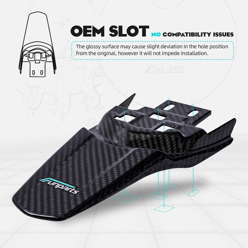 Funparts Carbon Fiber Rear Fender for Electric Dirt Bikes - Image 3