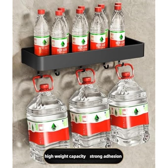 2 Pack Shower Caddy Bathroom Shower Shelf Shower Caddy Shelf Organizer with Towel Bar and Hooks Shower Organizer for Bathroom KitchenDual use of punching and non punching Size30cm - Image 3