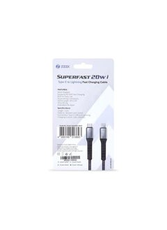Zoook ZF-SuperFast 20W i - Ultra Fast charging braided Type C to Lightning cable with metal connectors Black+Grey  - Image 3