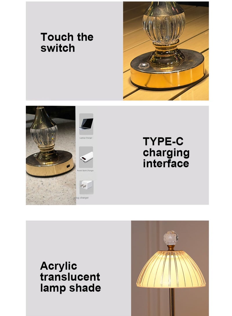ثلاثية الألوان LED ضوء غير متدرج لا ضوء لامض USB Type-C مصباح طاولة الشحن مع مفتاح اللمس مصباح السرير 15cm * 34.5cm - Image 3
