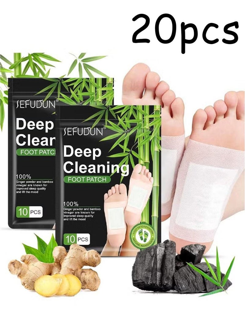 Sefudun Natural Detox Foot Care Patches, Deep Cleansing Herbal Bamboo Wormwood Ginger, Detox Foot Patch,20pcs - Image 1