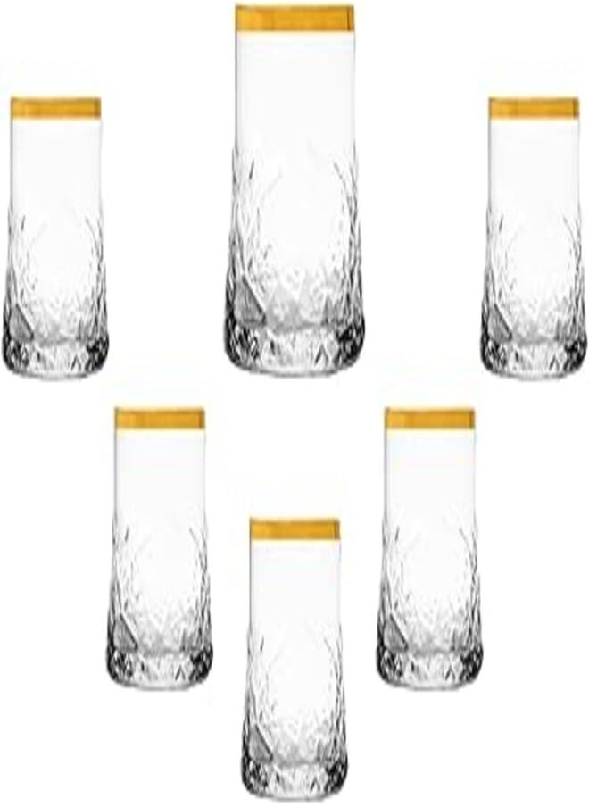 segaey Segaey NORD Glass/Golden Rim / 6 Pcs / 345 cc -11 Oz/Elegant design, Trusted Brand, Attractive shape of Soft Drink, Sparkling Drink, Smoothies, Juices/High Quality Materials 