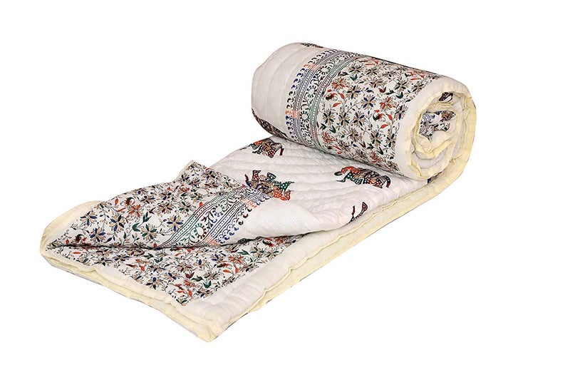 SAMRADHI Traditional Famous Jaipuri Beautiful Floral Print in Multi Colour Jaipuri RajaiRazaiQuilt DoubleDouble Bed QuiltComforterAC QuiltAC Comforter - Image 2