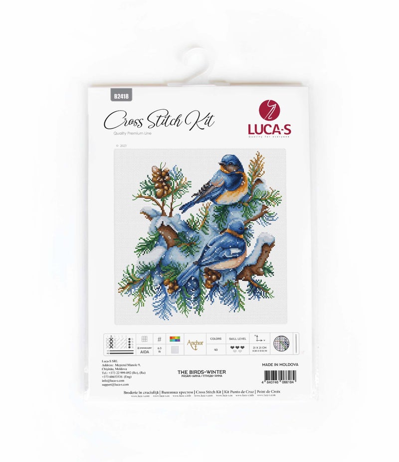 Luca-S Counted Cross Stitch Kit, DIY Embroidery Kit for Adults, The Birds-Winter Needlecraft Kit - Image 2