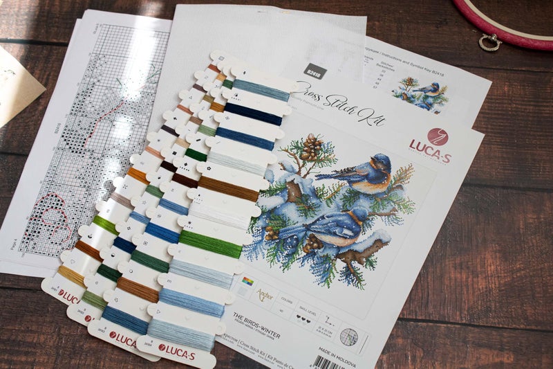 Luca-S Counted Cross Stitch Kit, DIY Embroidery Kit for Adults, The Birds-Winter Needlecraft Kit - Image 4