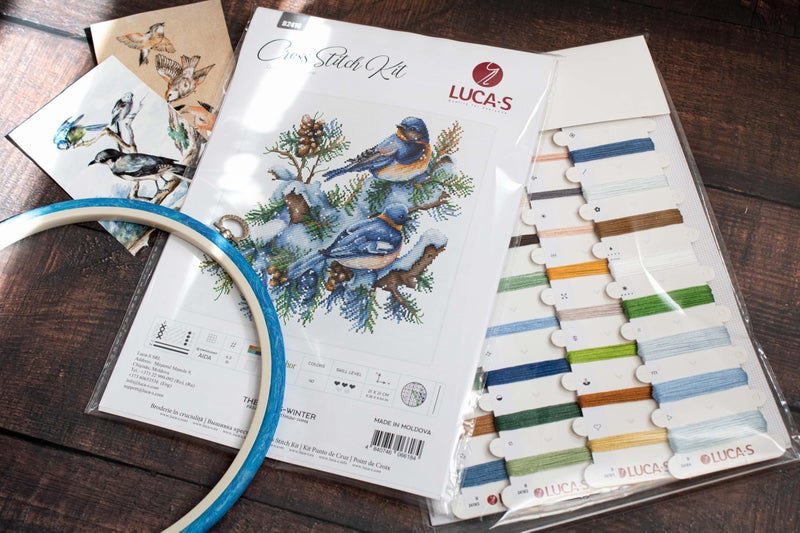 Luca-S Counted Cross Stitch Kit, DIY Embroidery Kit for Adults, The Birds-Winter Needlecraft Kit - Image 3