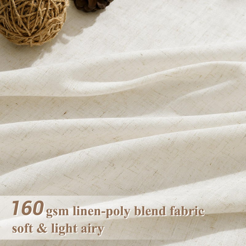 Joywell Cream Natural Back Tab Rod Pocket Linen Curtains 84 Inches Long 2 Panels for Living Room Bedroom Neutral Boho Farmhouse Rustic Light Filtering Semi Sheer Curtains Window Treatment 52x84 - Image 2