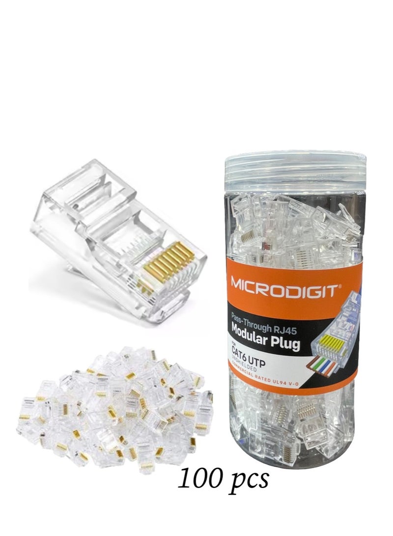 Micro Digit Pass -Through RJ45 Modular Plug FOR CAT6 UTP UNSHIELDED Commercial Rated UL94 V-0 - Image 1