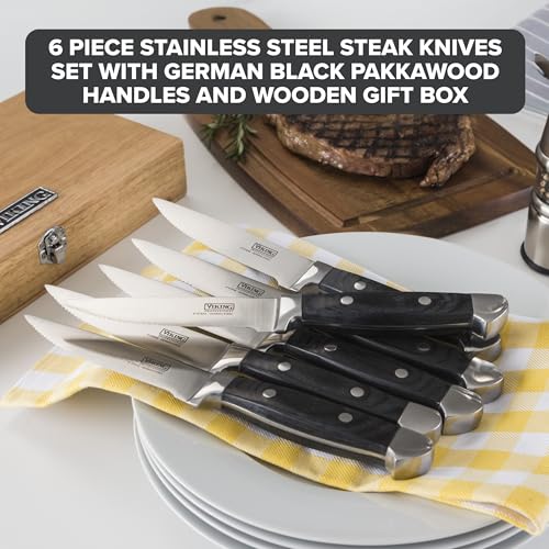 Viking 6-Piece Steak Knife Set With Box | Black - Image 2