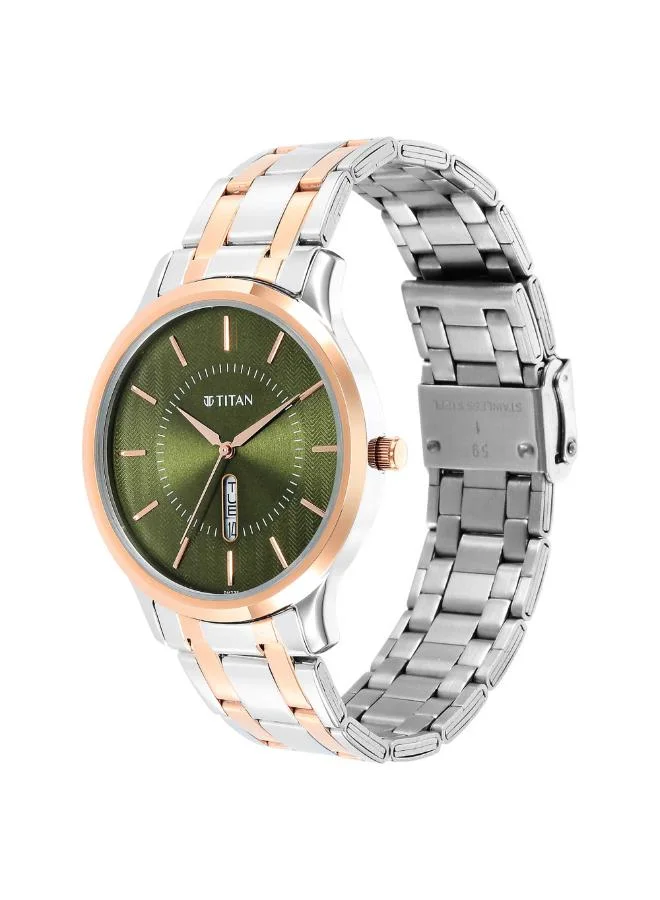 TITAN Men Analog Display Watch With Two Toned Stainless Steel Strap - 1825KM03