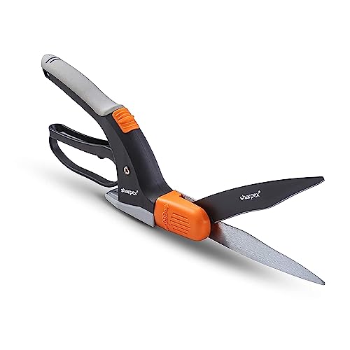 Sharpex Manual Grass Hedge Shears - 360° Rotation Blade, Precision Lawn Edge Trimmer with Heavy-Duty Serrated Blade - Comfortable Ergonomic Design, Dual-Sided Cutting (Orange) - Image 1