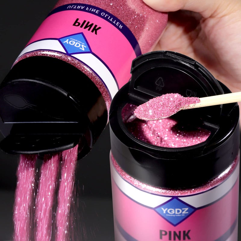 YGDZ Fine Glitter, YGDZ 140G 4.93OZ Glitter Powder for Tumblers Resin Crafts, Cosmetic Nail Face Body Painting Hair Glitter, Pink - Image 3