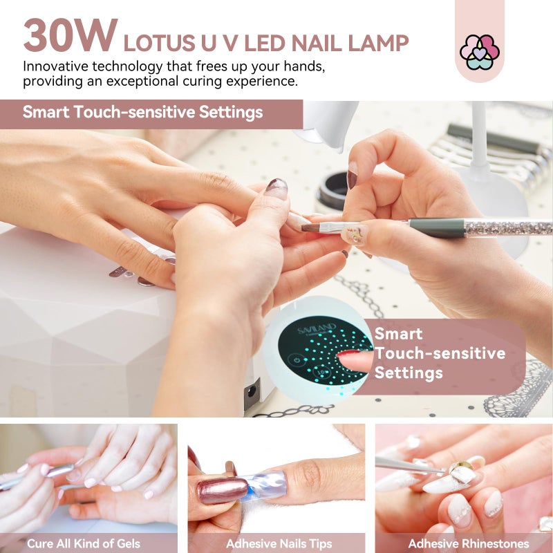 SAVILAND 30W U V Nail Lamp: Gel Nail Lamp Cordless U V Light for Gel Nails Smart Sensor LED Flash Cure Lamp lampara led para uÃ±as Profesional Gooseneck U V Nail Light Nail Salon Home DIY Manicure - Image 3