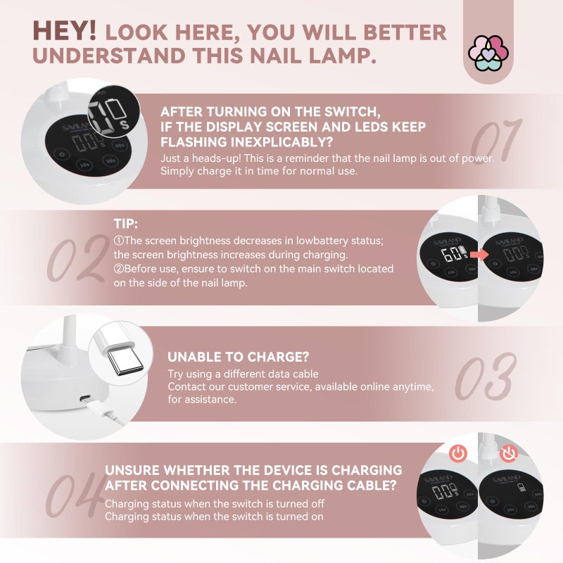 SAVILAND 30W U V Nail Lamp: Gel Nail Lamp Cordless U V Light for Gel Nails Smart Sensor LED Flash Cure Lamp lampara led para uÃ±as Profesional Gooseneck U V Nail Light Nail Salon Home DIY Manicure - Image 2