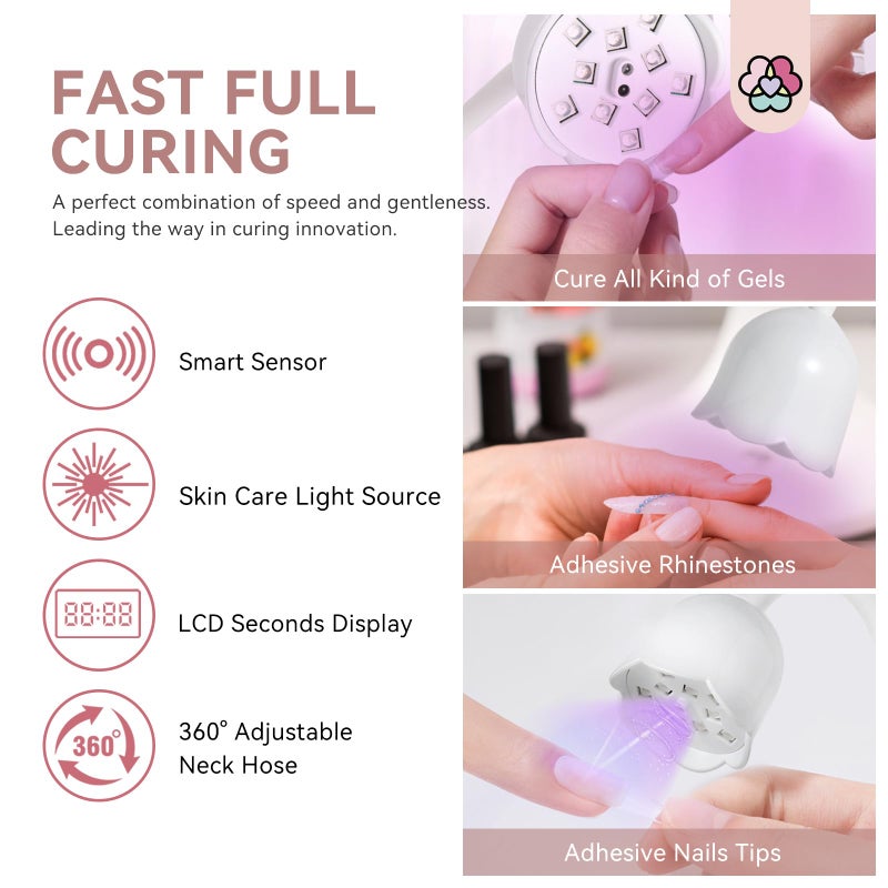SAVILAND 30W U V Nail Lamp: Gel Nail Lamp Cordless U V Light for Gel Nails Smart Sensor LED Flash Cure Lamp lampara led para uÃ±as Profesional Gooseneck U V Nail Light Nail Salon Home DIY Manicure - Image 4