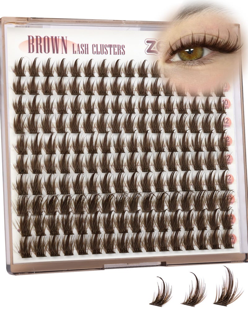 zenotti Brown Lash Clusters Manga Eyelash Clusters Dark Brown Wispy Cluster Eyelash Extensions Short 10-14mm Fairy Individual Lashes Natural Anime Lashes Extensions 160PCS by zenotti - Image 1