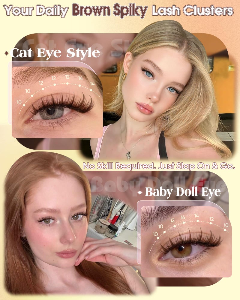 zenotti Brown Lash Clusters Manga Eyelash Clusters Dark Brown Wispy Cluster Eyelash Extensions Short 10-14mm Fairy Individual Lashes Natural Anime Lashes Extensions 160PCS by zenotti - Image 5