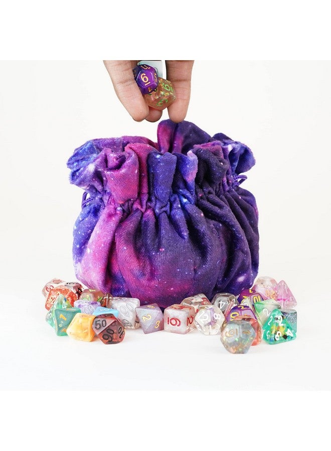 Metallic Dice Games FanRoll by Metallic Dice Games Purple Velvet Compartment Dice Bag with Pockets: Nebula, Role Playing Game Dice Accessories for Dungeons and Dragons - Image 2