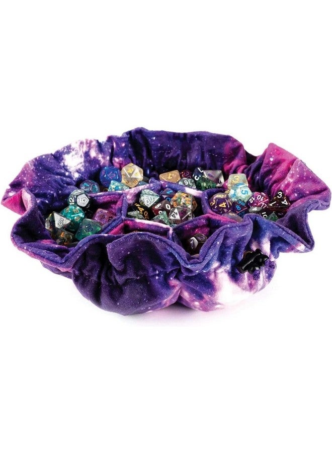 Metallic Dice Games FanRoll by Metallic Dice Games Purple Velvet Compartment Dice Bag with Pockets: Nebula, Role Playing Game Dice Accessories for Dungeons and Dragons - Image 1