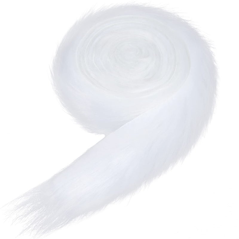 Faux Fox Fur Fabric Shaggy White 2 Inch x 6Yard Faux Fur Trim Ribbon Christmas Trimming Faux Fur Fabric Roll for Christmas Tree Decor or DIY Craft Costume 2 inch x 118 inch White
