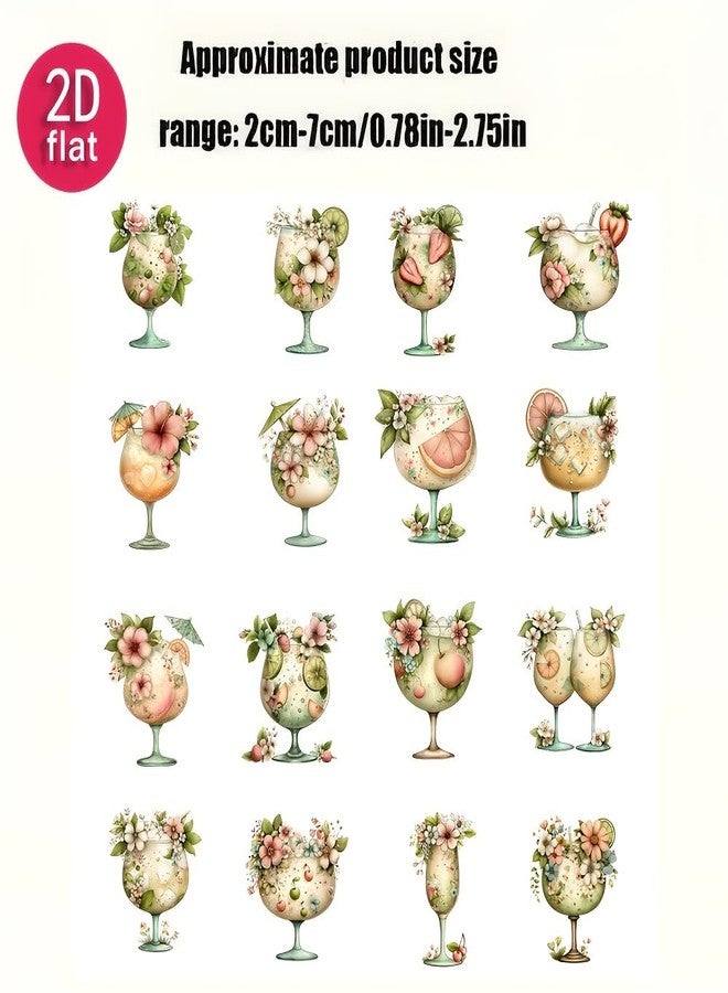 SLGIFT Vintage Summer Cocktail Cup Sticker Set for Decorating Diaries and Photo Albums, Including Cut-Out Stationery Stickers - Image 2