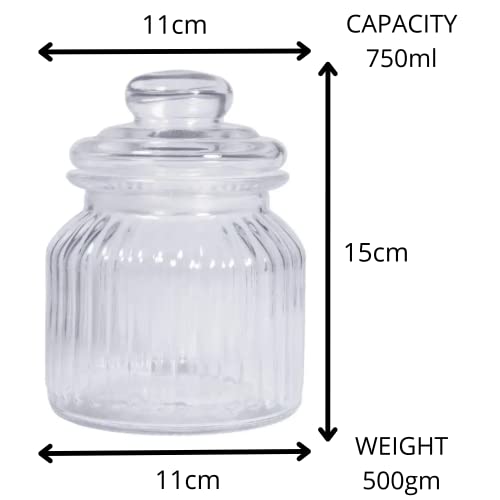 MUAC Glass Container Jar With Lid For Kitchen Jar for Kitchen Storage Pop Jar Glass Jar Food Storage Containers For Storing Spices, Jam, Honey, Aachar, Sugar, Coffee Beans (750ml) (Pack Of 3) - Image 2