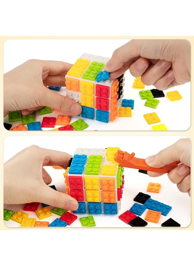 D-FantiX DFantiX Building Brick Blocks 3x3x3 Speed Cube Toy BuildOn Brick 3D Magic Cube Handheld Brain Teaser Puzzles Gift Ideas Puzzle Building Cube Game for Kids Adults Included Brick Separator  - Image 1