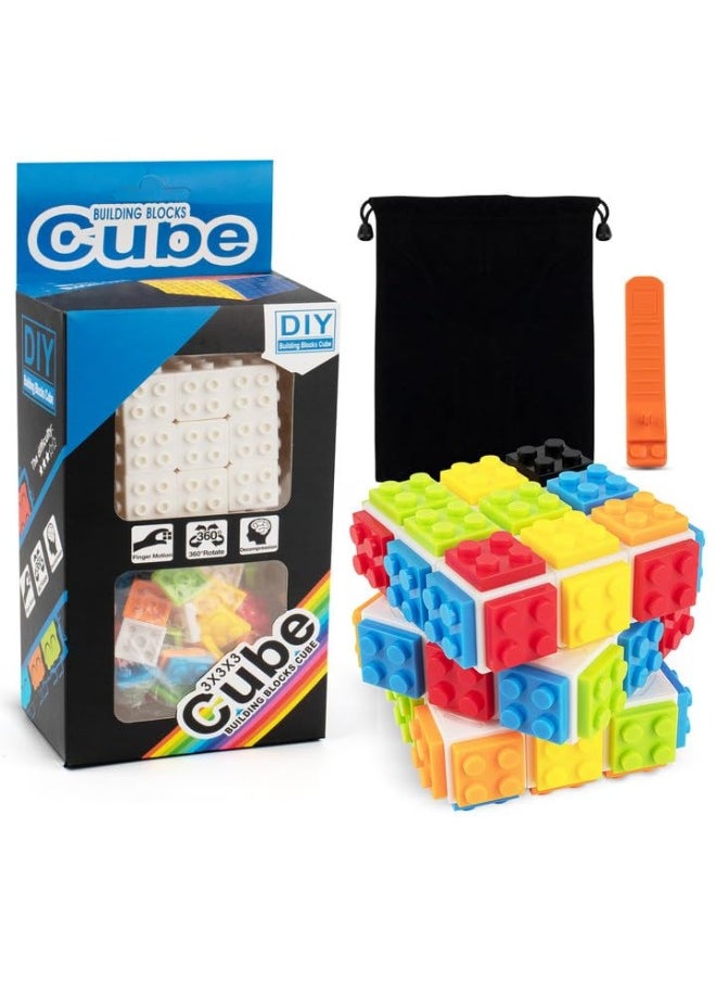 D-FantiX DFantiX Building Brick Blocks 3x3x3 Speed Cube Toy BuildOn Brick 3D Magic Cube Handheld Brain Teaser Puzzles Gift Ideas Puzzle Building Cube Game for Kids Adults Included Brick Separator  - Image 4