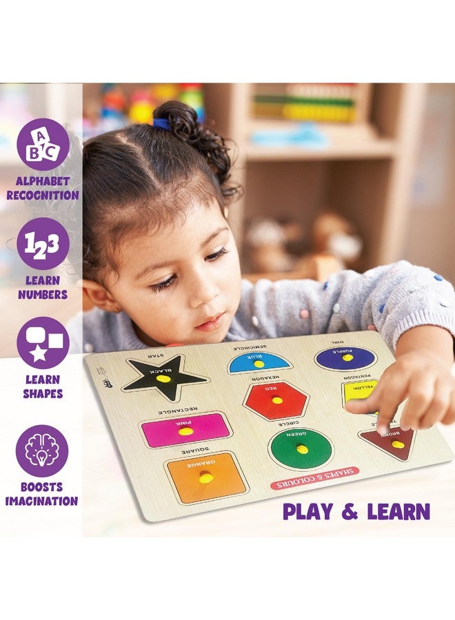 ToyMagic My Learning Activity Board Set of 3|Wooden Alphabets, NumbersIShapes|Educational Activity Toy|Matching & Sorting Board Puzzle for Pre-School Toddler Baby|Birthday Gift for 3+|Made in India - Image 3