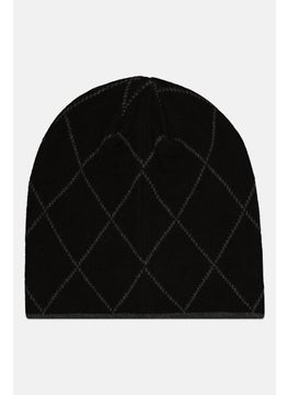 Van Heusen Men Plaid Beanie Hat, Black  - Image 2