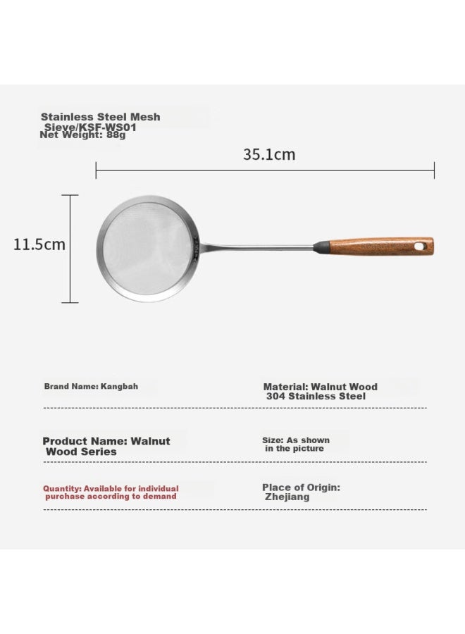 KBH Kbh Stainless Steel Skimmer With Walnut Handle, Household Oil Filter Spoon For Kitchen, Oil Residue Skimmer, Foam Skimmer - Image 1