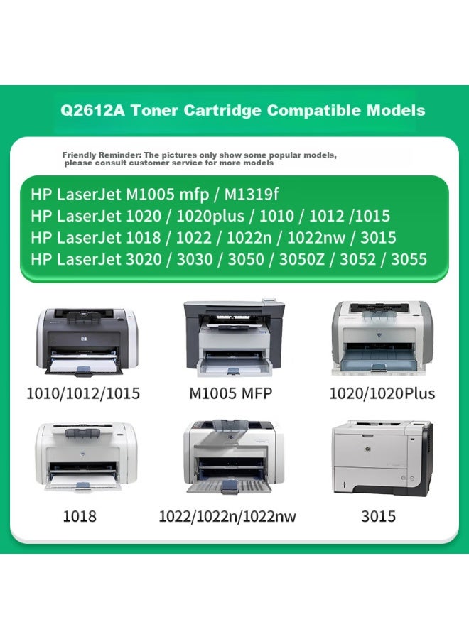 Caijin Compatible With Hp 1020 Toner, Laserjet 1020plus Laser Printer Toner, 12a Copier All-in Toner Cartridge, Hp1020 Easy-to Q2612a Original Toner Powder
