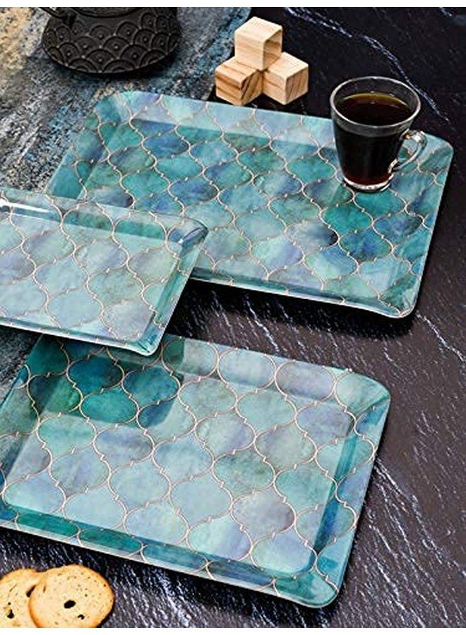 Goodhomes Melamine Serving Tray Set (Set Of 3 Trays) Mt134(Rectangular, Multicolour) - Image 1