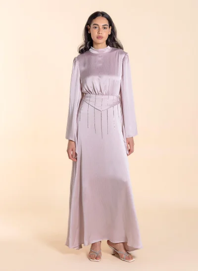 SHAPES DETAILED SATIN MAXI DRESS