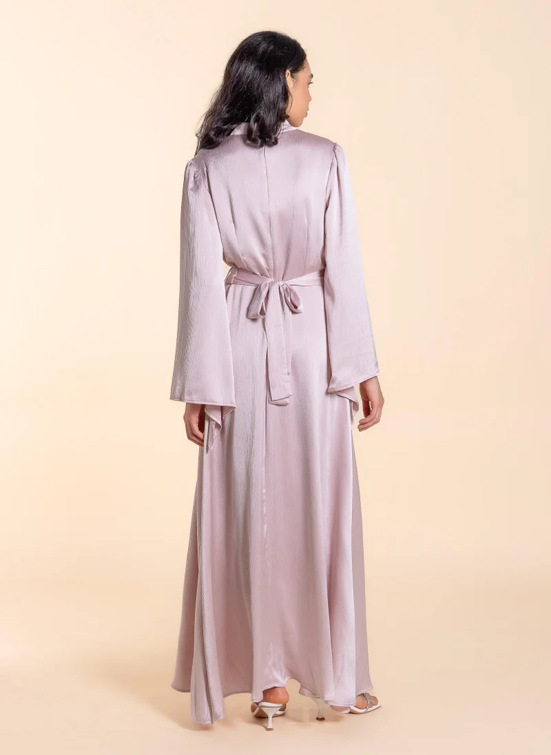 SHAPES DETAILED SATIN MAXI DRESS