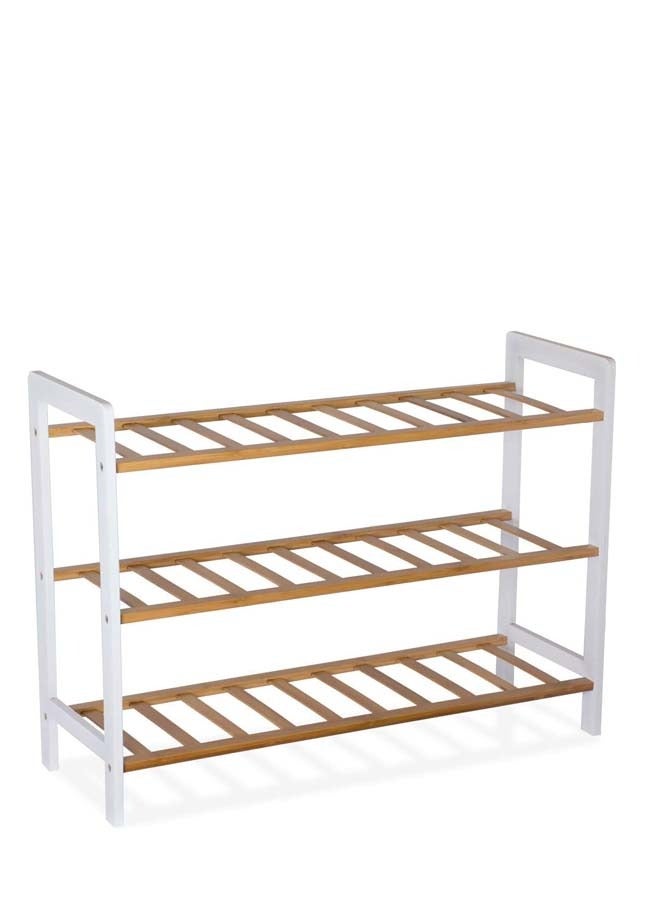 سي او أرماء رف احذية من الخيزران قابل للطي مكون من 3 طبقات - Image 1