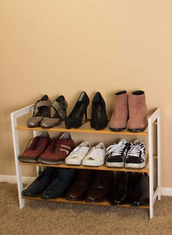 سي او أرماء رف احذية من الخيزران قابل للطي مكون من 3 طبقات - Image 2