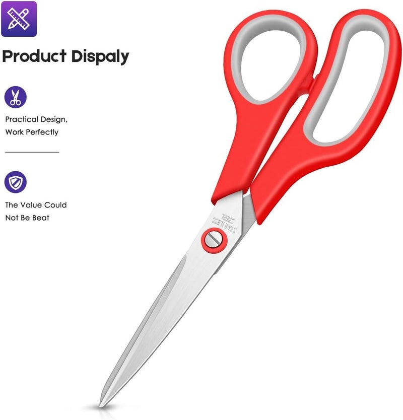 Taotree Scissors Bulk Set of 6-Pack, Taotree 8" Scissors All Purpose Comfort Grip Sharp Shears for Office School Supplies, High/Middle School Student Teacher Home Art Craft Sewing Fabric, Scrapbook Supplies - Image 3