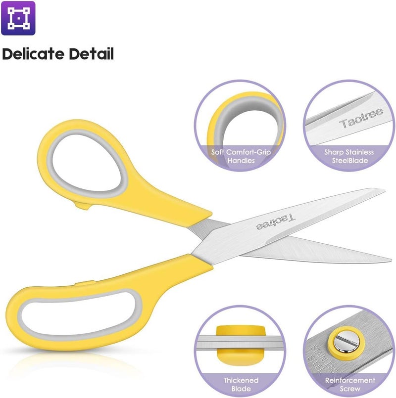 Taotree Scissors Bulk Set of 6-Pack, Taotree 8" Scissors All Purpose Comfort Grip Sharp Shears for Office School Supplies, High/Middle School Student Teacher Home Art Craft Sewing Fabric, Scrapbook Supplies - Image 4