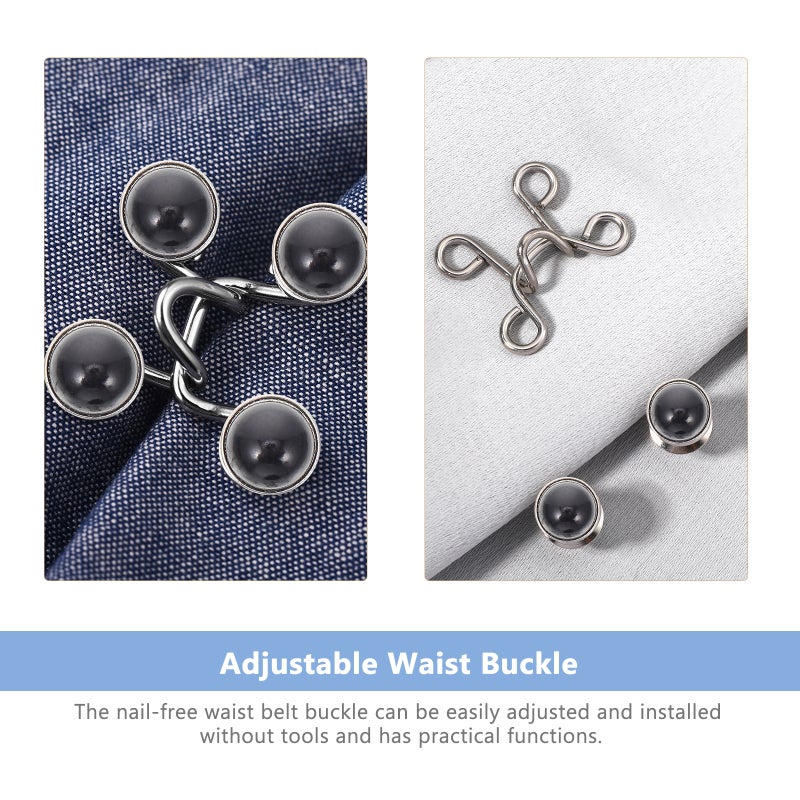 4 Sets Waist Adjustment Buckles Adjustable Pants Buttons Nail Free Waist Buckles Jeans - Image 3