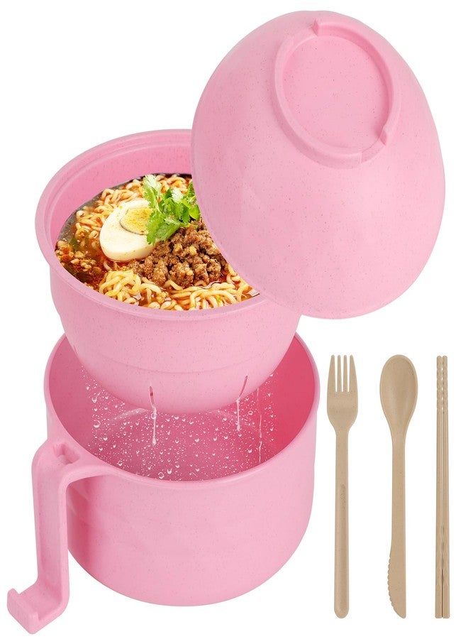 UUGLAM Ramen Bowl Set, Ramen Cooker 33 oz, Ramen Bowls with Chopsticks and Spoon, Microwave Pasta Cooker, Ramen Bowl Microwave Gift College Dorm Essentials for Girls (Pink) - Image 1