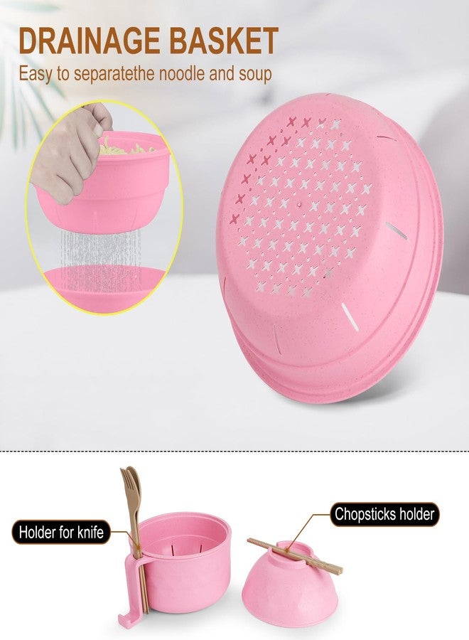 UUGLAM Ramen Bowl Set, Ramen Cooker 33 oz, Ramen Bowls with Chopsticks and Spoon, Microwave Pasta Cooker, Ramen Bowl Microwave Gift College Dorm Essentials for Girls (Pink) - Image 4
