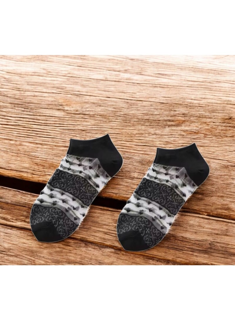 2 Pairs Cute Chefon Style  Socks for Women – Soft Cotton Ankle Socks – Stylish Spring Design  - Image 2