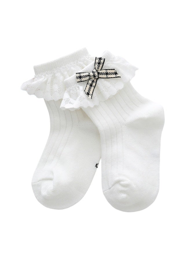 بيداني Classic White Princess Socks with Floral Lace Trim - Image 1