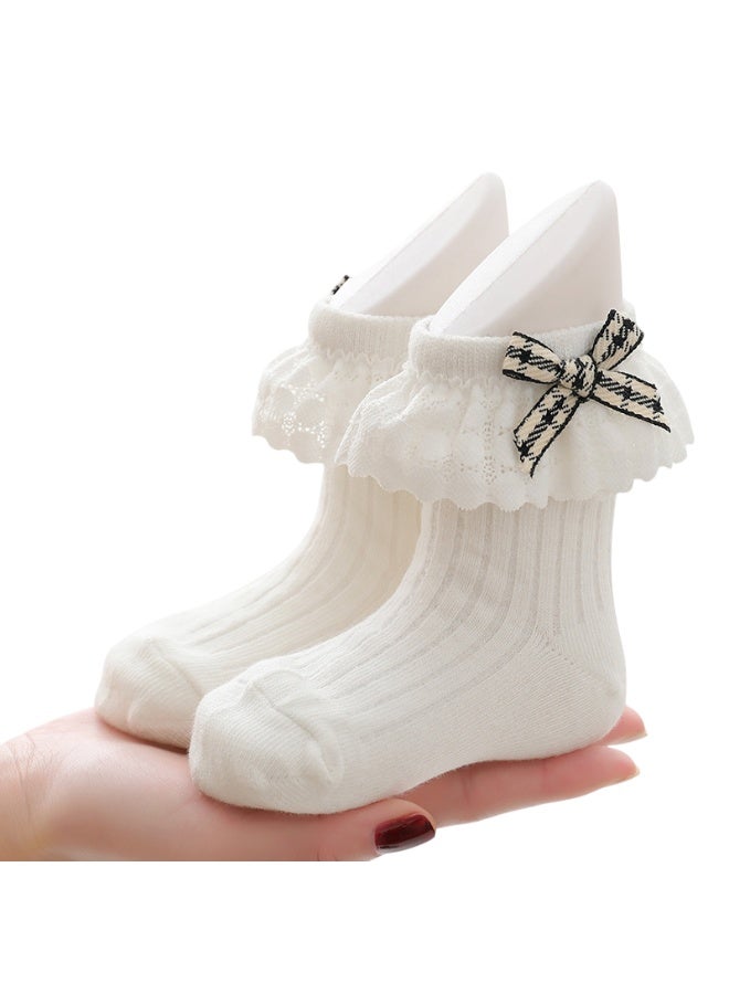 بيداني Classic White Princess Socks with Floral Lace Trim - Image 3