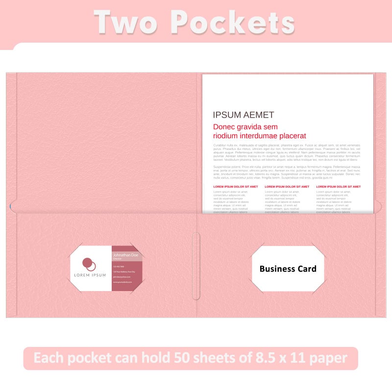 PANDRI Two Pocket Folders, PANDRI 50 Pack 2 Pocket Folders, Letter Size Paper File Folder for School Office Home Business, Pink - Image 4
